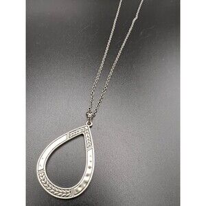 Silver Textured Teardrop Necklace